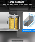 Heavy Duty Mobile Fryer Filter Machine With 55 Gallon Oil Filtration Cart showing large capacity oil reservoir with 14.53 gallons.
