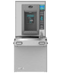 Front view of VersaCooler II Combo ADA Electronic Bottle Filler And Filtered Refrigerated Drinking Fountain Includes 8 GPH Lead Free 100 Micron Strainer Greystone Unit.