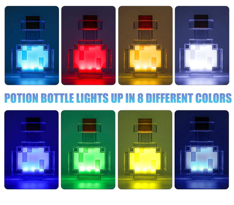 Color Changing Potion Bottle LED Table Lamp with Shake to Change Colors, 8 Modes, visible in 8 different hues for home decor