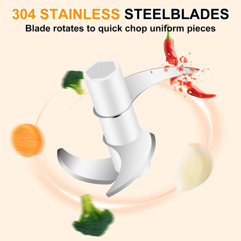 304 stainless steel blade of the Tiny Wireless Garlic Chopper rotates to quickly chop ginger, chili, and onion.
