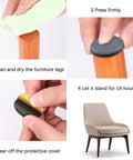 Steps to install 12 Pack 2 Inch Teflon Furniture Glide Pads Self Stick Sliders For Carpet Tile Hardwood Floors on chair leg.