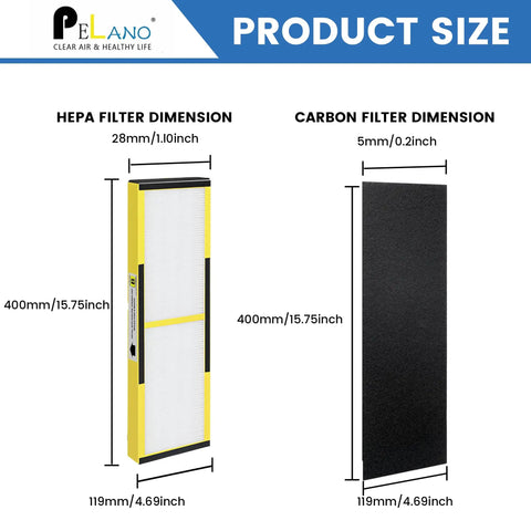 Product dimensions for Replacement Filter B For Germ Guardian Air Purifiers With 2 H13 True HEPA Filters And 8 Carbon Pre Filters
