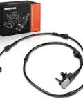 A-Premium brake pad wear sensor wiring harness with gray connector and black cable, packaging box behind