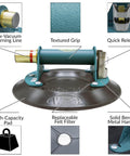9-Inch Metal Handle Suction Cup Lifter for Flat Surfaces with Red-Line Vacuum Indicator, Check Valve, and Release Valve, Pro Grade Tool.