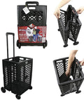 Pack-N-Roll Mesh Portable Tools Carrier 55 lb Load, Folding Cart with Telescoping Handle, secure lock, black