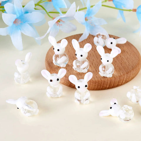 Rabbit Lampwork Glass Beads 10 Pcs Cute Bunny Spacer Beads For DIY Jewelry Making Easter Bracelet Necklace Beading Supplies