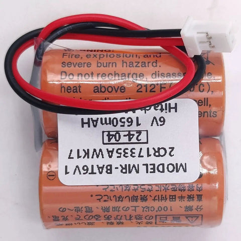 Close-up of Six Volt 1650mAh Beefy Lithium Backup Battery Pack For MR J4 Servo CNC PLC Memory And Alarm Backup Power