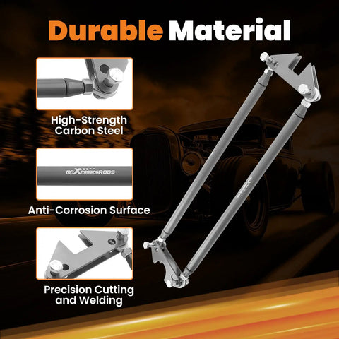 Parallel 4 Link Suspension Kit For Hot Rods And Rat Rods Weld On 24 Inch steel bars with heavy duty heim joints shown