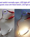10 Pack Plastic Reed Switches No Magnetic Induction Sensor, 2.5mm by 14mm, LED light demonstration with wiring and magnets