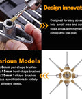 90 Pcs Brass Wire Brush Set in action with pen-shape brush on metal tool, showcasing various models for rotary tools.