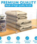 Clear Acrylic Shelf Dividers For Closet Organization, No Fuss 8 Pack Shelf Dividers showcasing folded clothes and a vase