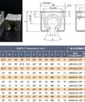 Long Block 16mm Linear Bearing Kit 2 Pack for SBR16 Rails Open Slide Bearing CNC Router Part chart and dimensions