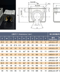 20mm Linear Bearing Block Set, 2 Pack For SBR20 Rail, Open Slide Bearing Blocks Made Of Aluminum And Engineering Plastic, CNC Router Part, Maintenance Free, Rust Dust Proof, Quiet, High Temp Ready, Built Tough; SBR20UU dimensions chart