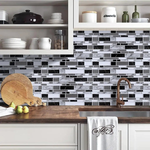 Peel And Stick Kitchen Backsplash Wallpaper Waterproof Wall Covering 11.8In By 78.7In DIY Friendly above wooden countertop