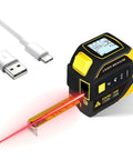 4 In 1 Laser Tape Measure With Cross Line Laser Retractable Tape 328 Ft Laser Range And 16 Ft Tape Fast Accurate Measurements For DIY Home Reno And Pro Builds, USB cable