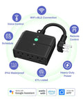 Outdoor Smart Plug With Timers And Countdown, heavy duty weatherproof outlet, controls up to three devices, works with Alexa and Google
