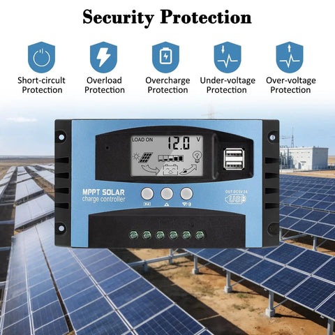 30A MPPT Solar Charge Controller For 12V And 24V Systems With LCD Display Auto Battery Charger Dual USB Ports in solar field.