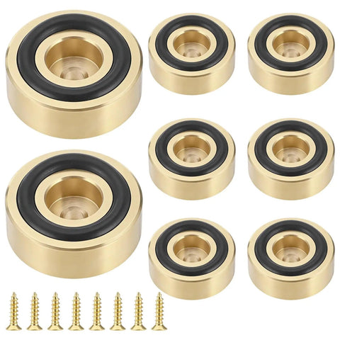 Built Tough Brass Cutting Board Feet Set - 8 Solid Brass Feet With Mounting Screws, 1.18 X 0.39 In, Non Slip Rubber Pads