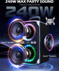 Ultimate Party Bluetooth Speaker With 240W Peak Power, Dazzling Light Show, Deep Bass, IPX4 Waterproof, front view