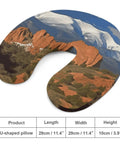 Pikes Peak Colorado Travel Pillow For Neck And Head Support U Shaped Napping Pillow with memory foam and mountain design