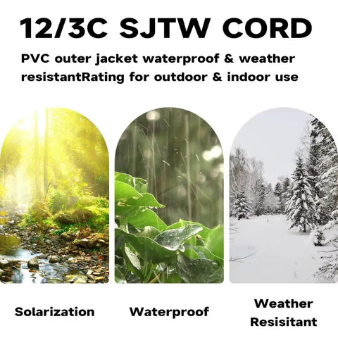 Heavy Duty Outdoor Extension Cord With Lighted End For Easy Finding 25 Ft Long 12 Gauge SJTW Waterproof Power Cord 3 images: solarization, waterproof, weather resistant