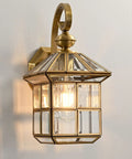 Durable Copper Brass Outdoor Wall Lantern With Clear Glass Weatherproof Exterior Fixture Anti Rust Finish E26 Socket