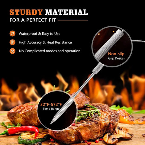 Replacement Meat Thermometer Probes For TP20 TP25 TP08S TP17 TP16 TP11 TP09 TP10 TP07 TP06S TP04 And More in grilled steak