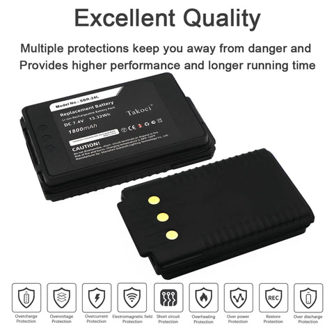 Four Pack Two Way Radio Replacement Battery 1800mAh High Capacity Battery Pack Compatible With FT-70D and FT-70DR