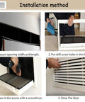 Installation steps for Heavy Duty Twenty By Twenty Six Inch Gray Return Air Filter Grille Featuring Slick Hinged Door.