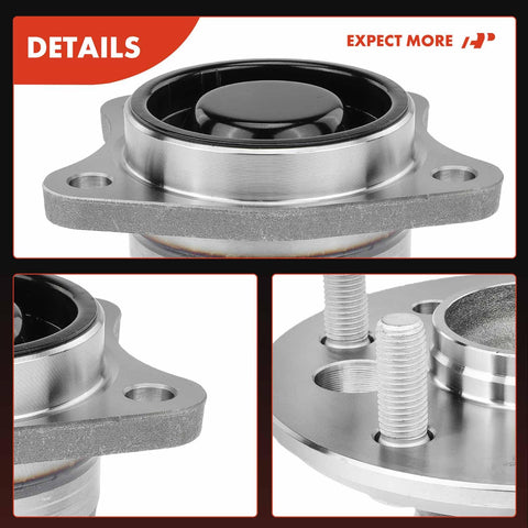 Rear Wheel Bearing And Hub Assembly For Toyota Camry 2002 2004 5 Lug Non ABS Direct Fit Replacement with close-up views of the hub