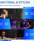 24 Pack Curved Acoustic Foam Panels 3X12X12 Inches in personal studio, game room, and professional recording studio.