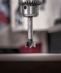 Forstner Bit Set Seven Pieces One Quarter Inch To One Inch Diameter Three And A Half Inch Length Right Hand Rotation Shank One Quarter To Three Eighths Inch Ultra Sharp Spurs Pro Grade Forged Construction For Clean Flat Bottom Holes in drill.
