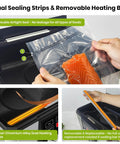 Gasbye Chamber Vacuum Sealer, stainless steel, 5.3QT large chamber, replaceable 11.5 inch sealing bar, includes 30 bags