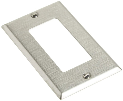 Stainless Steel 1 Gang Decora Wall Plate With GFCI Device Mount Slick Look Smooth Face And Rounded Edges