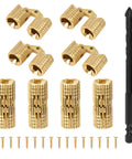 Top Shelf Eight Millimeter Hidden Brass Barrel Hinge Set With No Fuss Installation Drill Bit And Screws For Nailed It 180 Degree Furniture And Jewelry Box Diy Craft Projects components including hinges and screws.