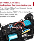 Beefed-Up 2430 7200KV Brushless Motor And 25A ESC Combo installed in a 1/18 scale RC car showing wiring and components