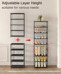 Slim 5 Tier Shoe Rack For Tight Spaces 16.3 Inch Wide Narrow Space Saving Organizer Made From Lightweight Nonwoven Fabric