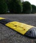Eco XPT Speed Bump Kit With Cable Channel For Private Roads And Parking Lots Heavy Duty Plastic Rubber Reflective Black Yellow