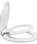 Elongated Toilet Seat For Adults And Kids With Chromed Metal Hinges White Kid Friendly Safe Toddler Ring That Never Pulls Off
