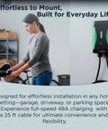 Woman installing Sapphire Pro Level 2 EV Charger Lightning-Fast 240V 48A Hardwired NACS with 25Ft Cable in a garage
