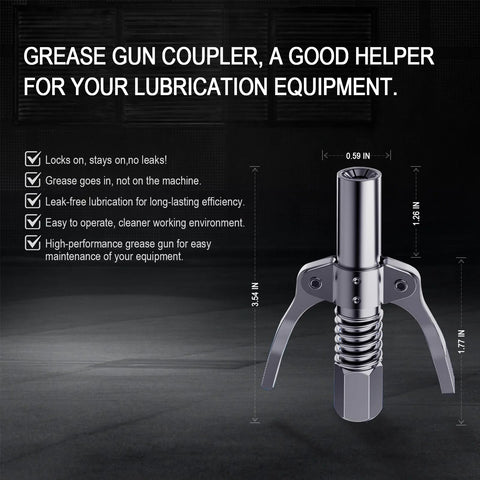 High-performance leakproof grease gun coupler 12000 PSI with six-claw design for secure, leak-free lubrication and easy operation.