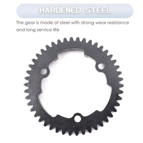 Hardened Steel 46T Main Spur Gear 1 Mod M1 For 1/5 Traxxas X-Maxx, showing gear teeth and mounting holes.