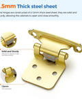 Gold Cabinet Hinges 2 Pack One Half Inch Overlay Semi Concealed Face Mount Self Closing Decorative hardware in detail view