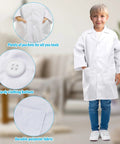 Kids Lab Coat Doctor Costume For Halloween And Career Day Realistic White Coat For Boys And Girls Ages 7 To 9 Kid Friendly Role Play Dress Up Dream Big Comfortably Made From Polyester Cotton Fabric, features pockets and buttons