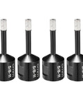 Front view of four PATIKIL 1/4-inch diamond core drill bits with diamond-coated tips for ceramic porcelain marble tile, set of 4