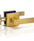 Interior Door Handles With Privacy Lock In Antique Brass Finish Old School Vintage Style Door Levers for Bedroom and Bathroom