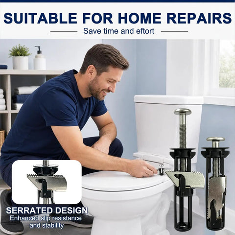Image of a man installing the Six Pack Heavy Duty Toilet Seat Replacement Bolt Kit Featuring Rock Solid 304 Stainless Steel Fasteners.