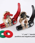 Beefy Quick Release Battery Terminal Connectors Kit With Red And Black Brass M8 X 25mm 24V 3A for cars, vans, trucks.