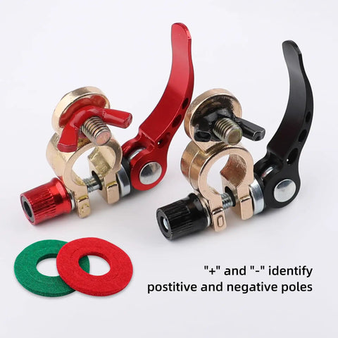 Beefy Quick Release Battery Terminal Connectors Kit With Red And Black Brass M8 X 25mm 24V 3A for cars, vans, trucks.