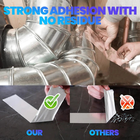 Applying Aluminum Foil Tape Heat Resistant 80C To 100C 50mm By 64m 30 Roll Set For HVAC ducting with strong adhesion